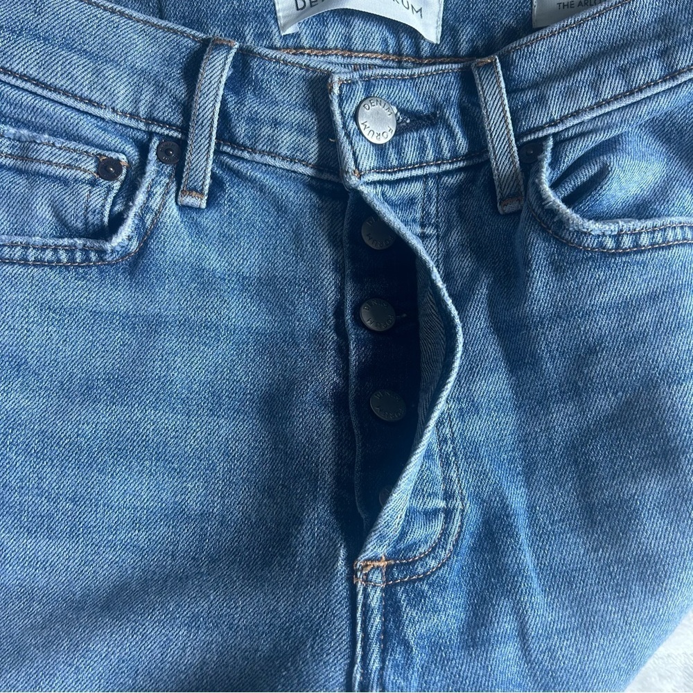 NWOT Womens Denim Forum The Arlo Hi-Rise Straight 24 Blue Jeans Button Fly - Picture 14 of 16